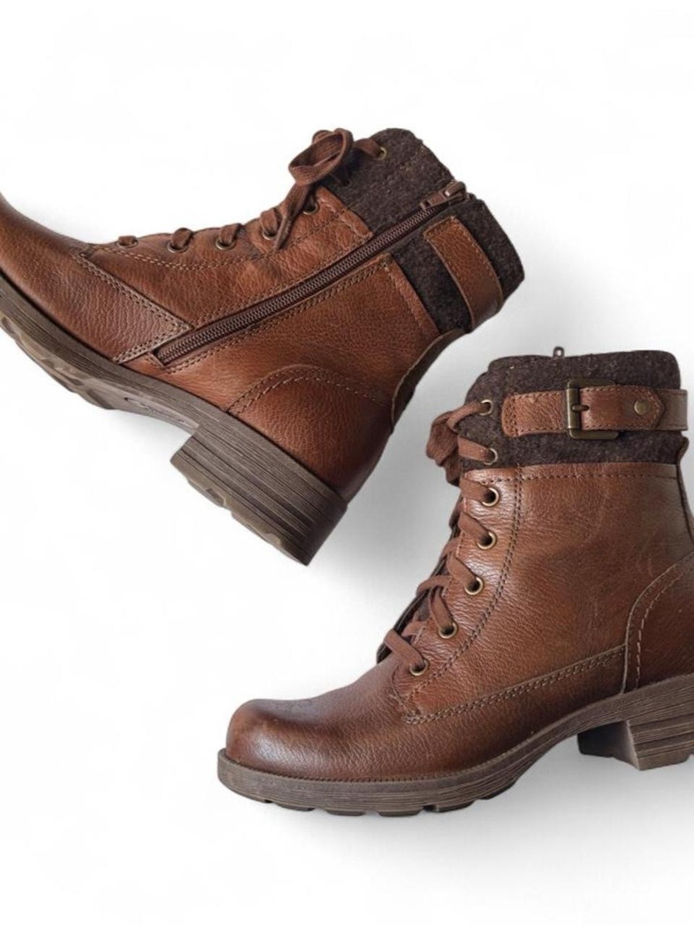 Earth Origins brown leather ankle combat syle boots with a boho vibe, size US 8 - Picture 3 of 8